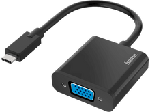 Charger l&#39;image dans la galerie, Adaptateur Hama noir avec un connecteur USB-C et un port VGA. Fond noir.
