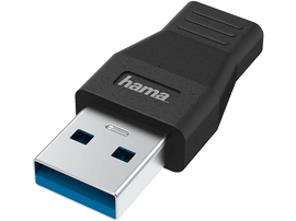 Adaptateur USB noir avec embout bleu.