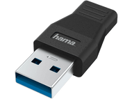 Adaptateur USB noir avec embout bleu.