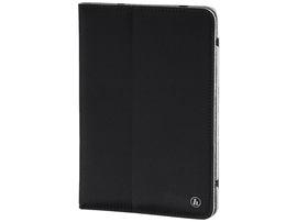 Étui de tablette noir. Avant uni, avec un petit logo en bas à droite.