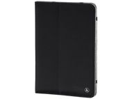 Étui de tablette noir. Avant uni, avec un petit logo en bas à droite.