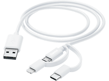 Charger l&#39;image dans la galerie, HAMA Câble USB 3-in-1 microUSB / Lightning / USB-C 1 m Blanc (201535)
