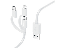 Charger l&#39;image dans la galerie, HAMA Câble USB 3-in-1 microUSB / Lightning / USB-C 1 m Blanc (201535)
