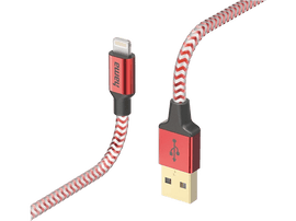 HAMA Câble USB-A vers Lightning Reflective 1.5 m Rouge (201554)