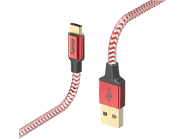 HAMA Câble USB-A vers USB-C Reflective 1.5 m Rouge (201559)