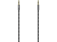 Charger l&#39;image dans la galerie, Câble audio. Conception tressée noire et blanche. Connecteurs de couleur or.
