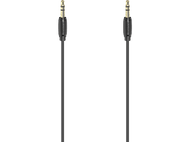 Deux câbles audio noirs avec des fiches de couleur dorée. Ils sont sur un fond noir.