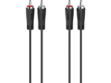 Charger l&#39;image dans la galerie, Deux paires de câbles audio RCA noirs avec des connecteurs rouges et argentés.
