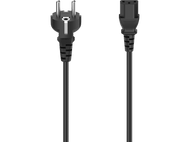 Câble d'alimentation noir avec extrémités de prise et de prise. Fond noir.