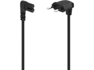 Câble d'alimentation noir avec deux connecteurs coudés différents.