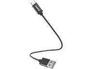 Câble USB-C vers USB noir. Câble noir sur fond noir.