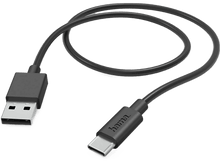 Charger l&#39;image dans la galerie, Câble noir USB vers USB-C, enroulé. Une extrémité est USB, l&#39;autre USB-C.
