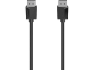 Câble HDMI noir avec connecteurs aux deux extrémités. Marque Hama. Fond blanc.