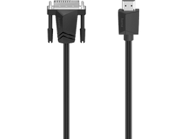 Deux câbles noirs avec connecteurs. Un DVI, un HDMI. Ils sont sur un fond noir.