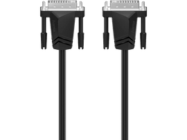 Deux câbles DVI noirs Hama avec des connecteurs à chaque extrémité. Les deux câbles sont parallèles et le fond est noir.