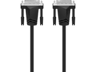 Deux câbles DVI noirs Hama avec des connecteurs à chaque extrémité. Les deux câbles sont parallèles et le fond est noir.