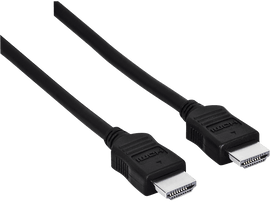 Deux câbles HDMI noirs avec connecteurs, isolés sur fond noir.