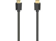 Deux câbles HDMI noirs avec connecteurs dorés. La marque Hama est visible sur les connecteurs.