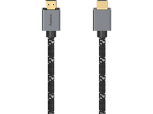Charger l&#39;image dans la galerie, Câble HDMI avec connecteurs gris et câble à motifs noir et blanc.
