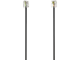 Deux câbles réseau avec connecteurs à leurs extrémités, câbles noirs sur fond noir.