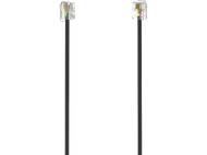 Deux cordons téléphoniques noirs avec des connecteurs transparents.