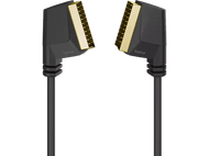 Deux câbles SCART noirs avec connecteurs dorés. La marque 'hama' est sur les connecteurs.