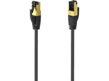 Charger l&#39;image dans la galerie, Câble Ethernet noir avec connecteurs dorés. Le fond est blanc.
