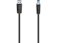 Deux câbles USB noirs avec connecteurs noirs. Fond blanc.