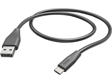 Charger l&#39;image dans la galerie, Câble USB noir avec un connecteur USB standard et un connecteur USB-C.
