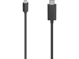 Câble USB-C vers HDMI noir. Le câble a un connecteur USB-C à une extrémité et HDMI à l