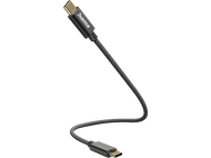Un câble USB-C vers USB-C noir avec la marque Hama noire sur le connecteur.