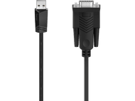 Câble noir USB vers VGA avec connecteur USB à une extrémité et connecteur VGA à l'autre.