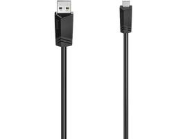 Câble noir USB-A vers USB-C. Logo Hama sur les connecteurs.