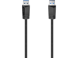 Deux câbles USB 3.0 noirs avec connecteurs bleus sur fond noir.