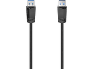 Deux câbles USB 3.0 noirs avec connecteurs bleus sur fond noir.