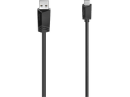 Câble USB-A vers USB-C noir, marque Hama, sur fond noir.