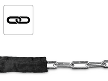 Charger l&#39;image dans la galerie, Une chaîne avec une couverture en tissu noir à une extrémité, avec une icône de maillon.
