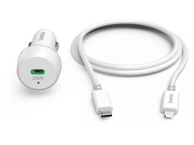 Charger l&#39;image dans la galerie, HAMA Chargeur pour voiture avec câble 1 m Lightning PD 20 W Blanc (00201611)
