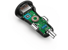 Charger l&#39;image dans la galerie, Coupe transversale du chargeur de voiture, montrant les composants internes, y compris une carte de circuit imprimé.
