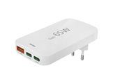 HAMA Chargeur rapide, 2 ports USB-C, 1 port USB-A, PD, 65 W, pliable, blanc