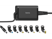 Charger l&#39;image dans la galerie, Adaptateur secteur pour ordinateur portable Hama noir avec plusieurs embouts.
