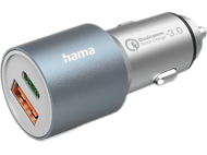 Chargeur de voiture Hama argenté et gris avec port USB et Quick Charge 3.0.