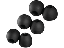 Charger l&#39;image dans la galerie, Six embouts d&#39;oreille noirs, différentes tailles. Trois paires. Fond blanc. Vue de face.
