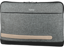 Charger l&#39;image dans la galerie, Housse grise pour ordinateur portable avec une bande beige et le mot &#39;hama&#39;.
