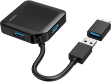 Charger l&#39;image dans la galerie, HAMA Hub USB 3.2 + adaptateur USB-C Noir (200116)
