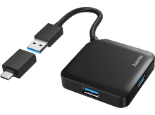 Charger l&#39;image dans la galerie, HAMA Hub USB 3.2 + adaptateur USB-C Noir (200116)
