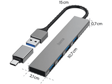 Charger l&#39;image dans la galerie, HAMA Hub USB / USB-C / USB-A Noir (200141)
