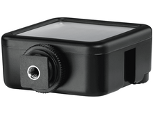 Charger l&#39;image dans la galerie, Lumière LED rectangulaire noire, avec un support à vis sur un côté. Surface lumineuse claire.
