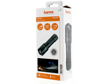 Charger l&#39;image dans la galerie, Une boîte blanche avec une image et du texte de lampe de poche LED noire. C&#39;est une lampe de poche LED Hama Ultra Pro.
