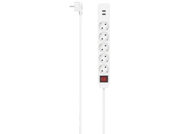 Multiprise 5 ports 2 x USB + interrupteur 1.4 m Blanc (00223183)